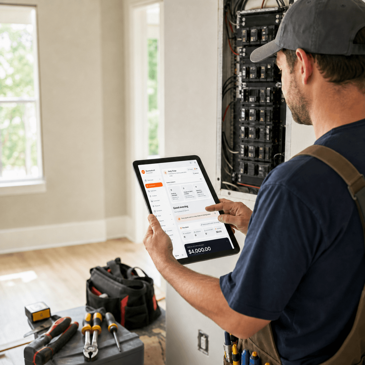 Electrical contractor using QuoteAnvil in the field