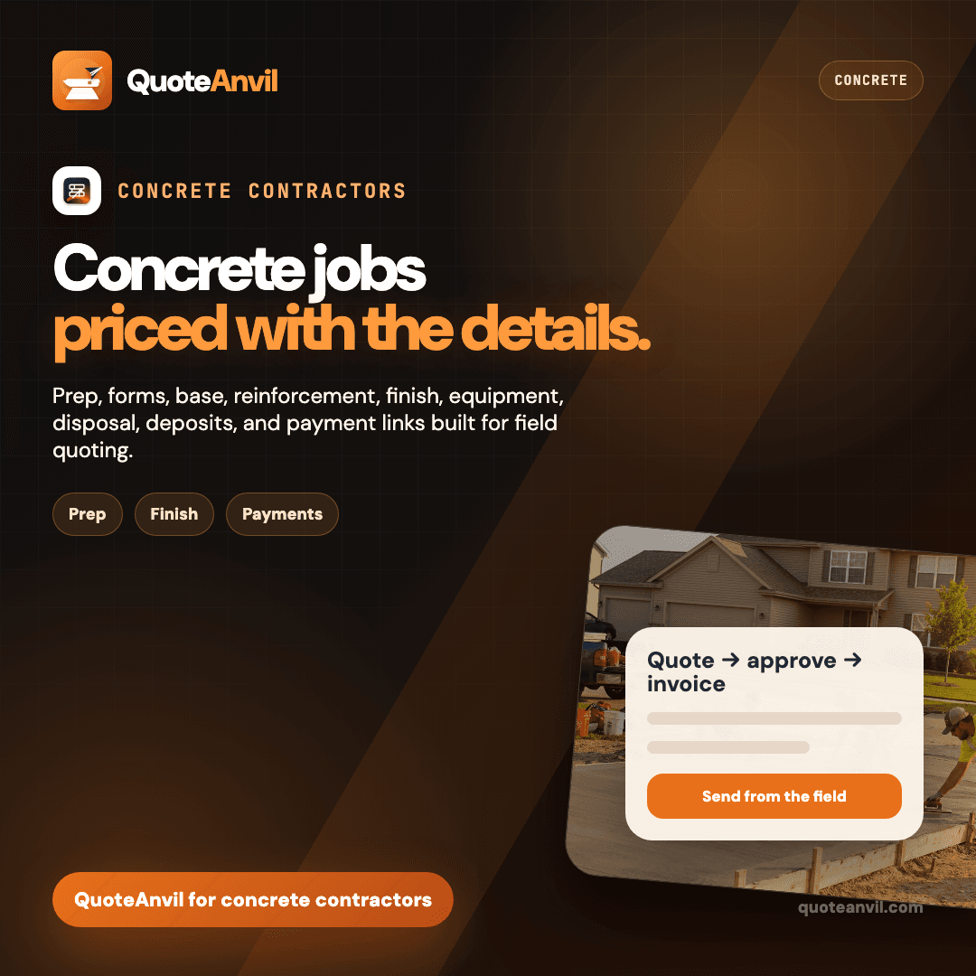 QuoteAnvil social preview for concrete estimating workflow