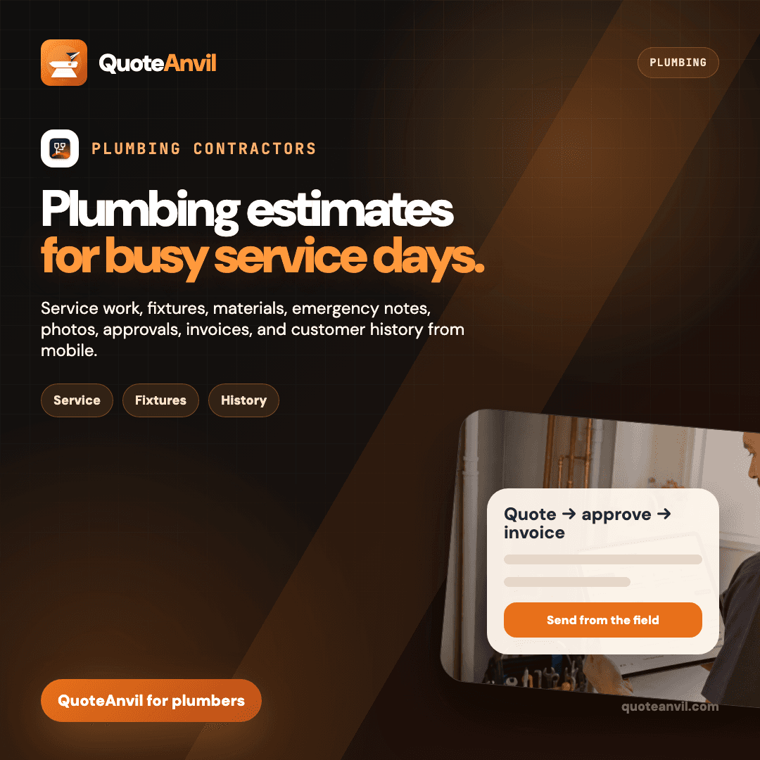 QuoteAnvil social preview for plumbing quote workflow