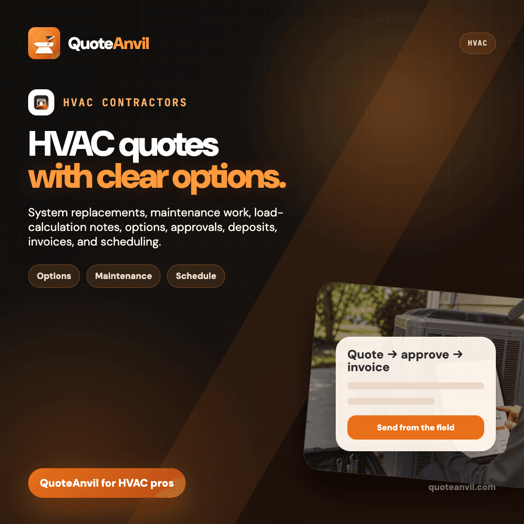 QuoteAnvil social preview for HVAC estimate workflow