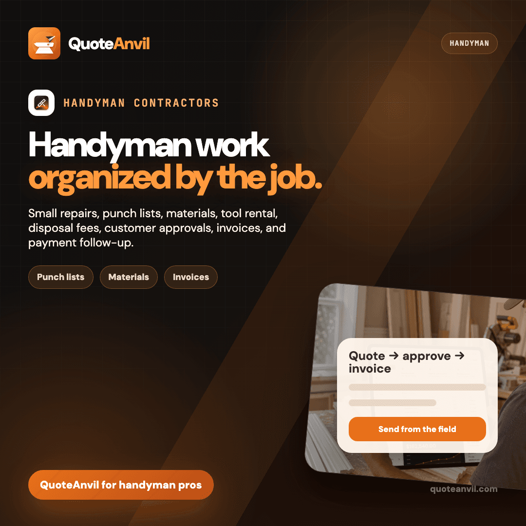 QuoteAnvil social preview for handyman estimate workflow
